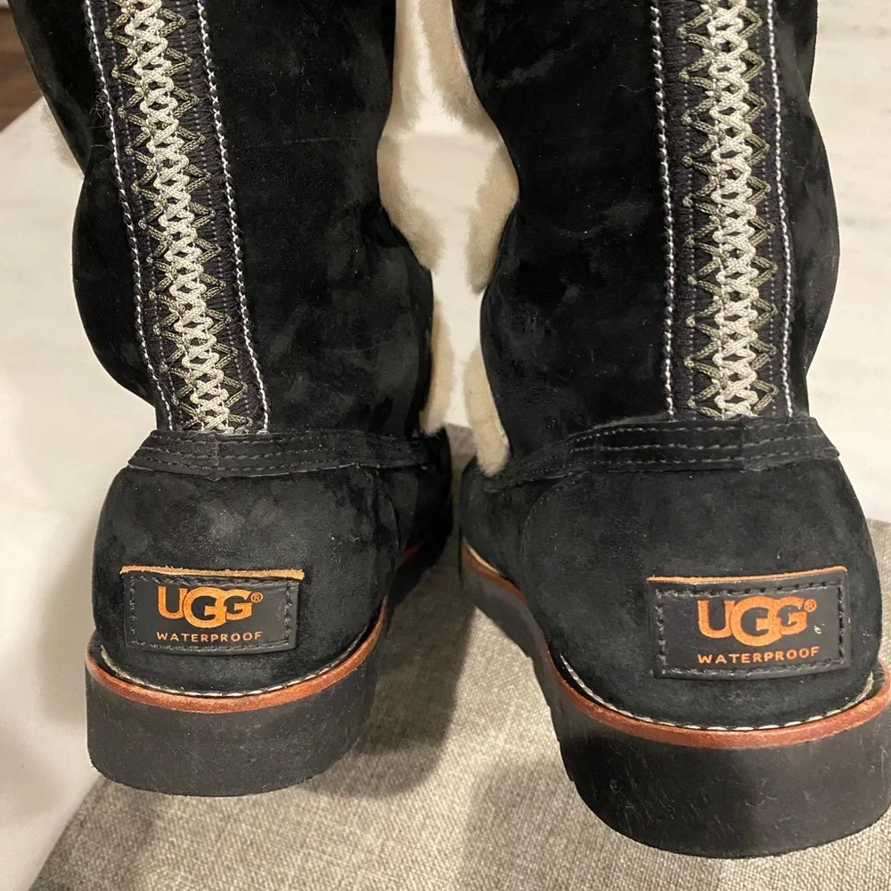 UGG Black Lace-Up Winter Boots - Picture 6 of 7